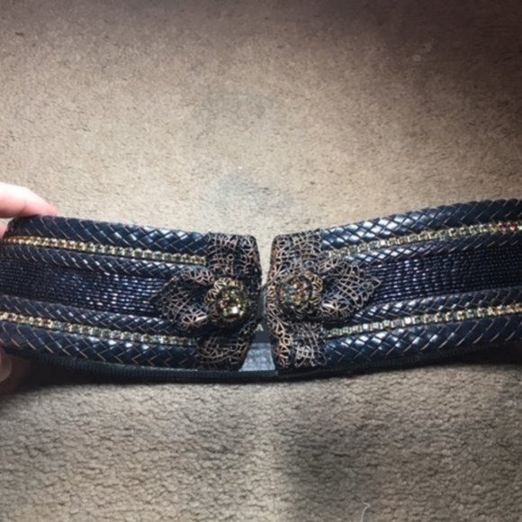 Barrera Wide Leather BOHO Waist Belt w/Gold Accent Color 30\